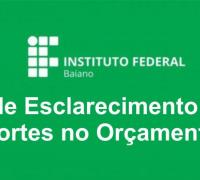 Nota de Esclarecimento sobre Cortes no Orçamento